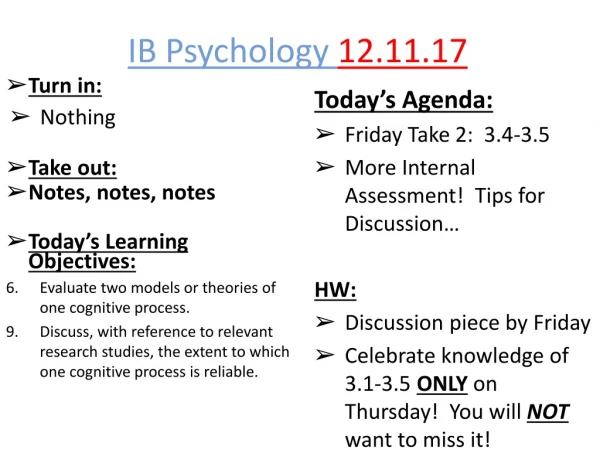 IB Psychology 12.11.17