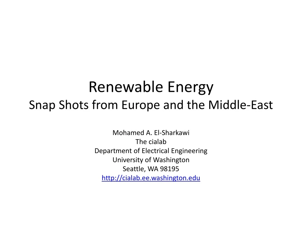 renewable energy snap shots from europe and the middle east