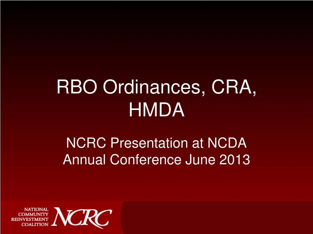 rbo ordinances cra hmda