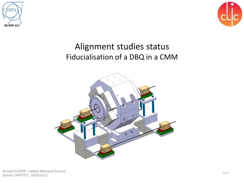 alignment studies status fiducialisation of a dbq in a cmm