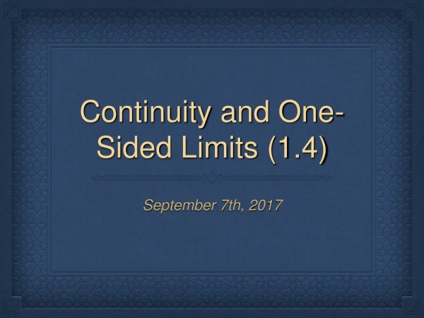 Continuity and One-Sided Limits (1.4)