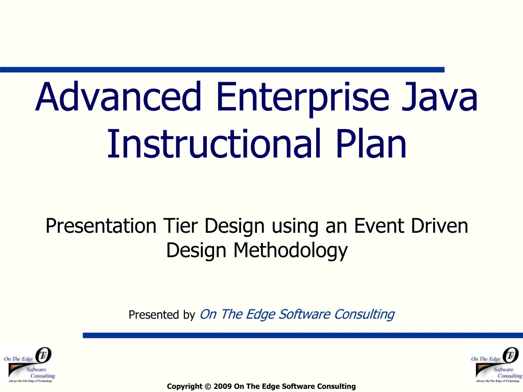 advanced enterprise java instructional plan