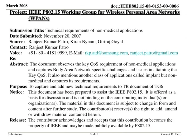 Project: IEEE P802.15 Working Group for Wireless Personal Area Networks (WPANs)