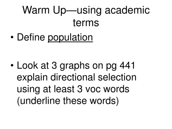 Warm Up—using academic terms