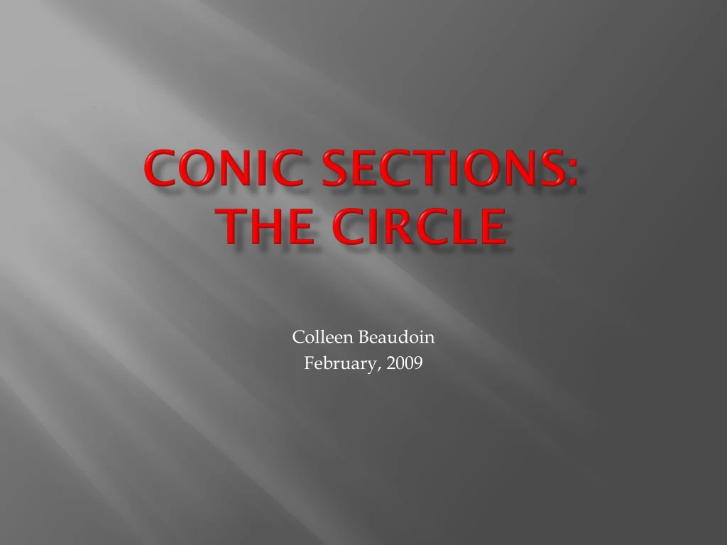 conic sections the circle