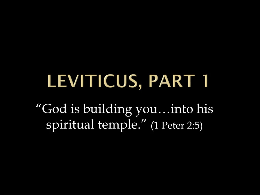 leviticus part 1