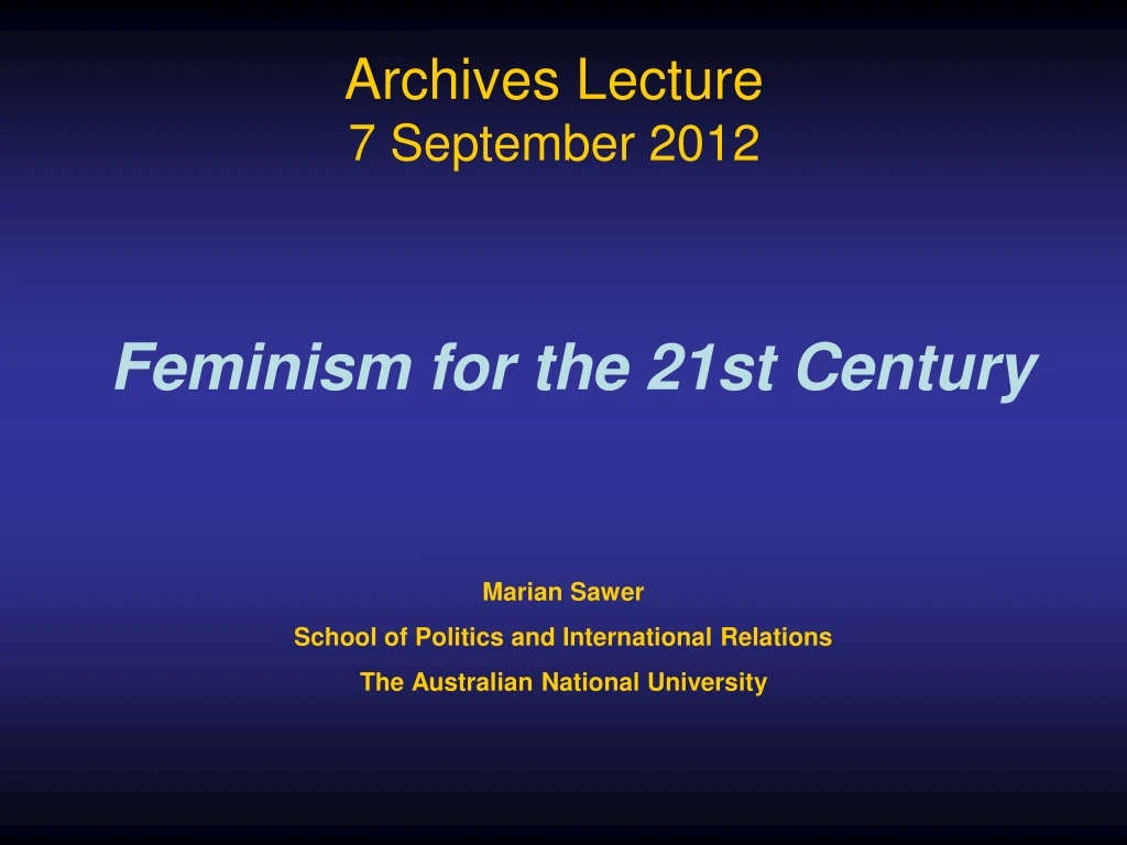 archives lecture 7 september 2012