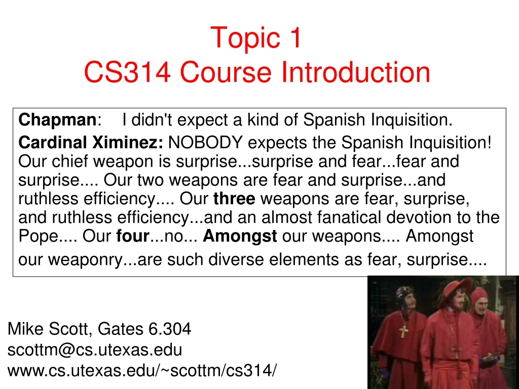 topic 1 cs314 course introduction