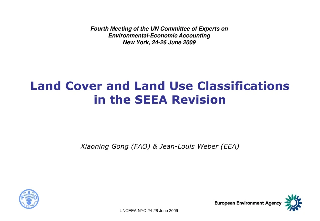 land cover and land use classifications in the seea revision