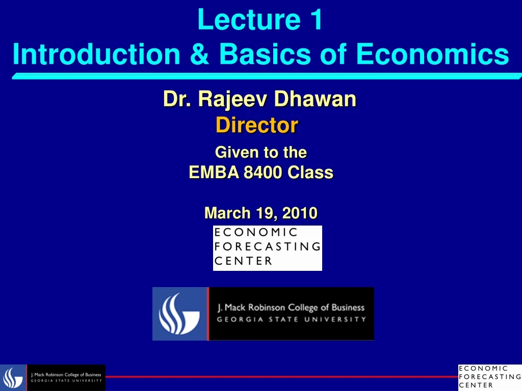 lecture 1 introduction basics of economics