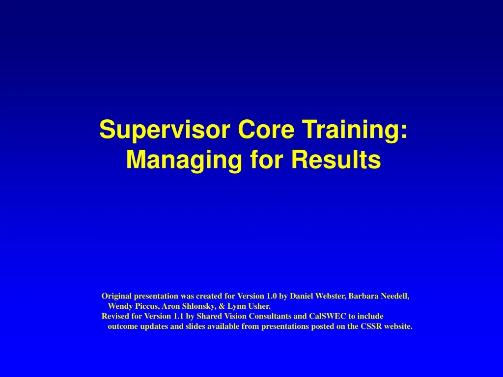 supervisor core training managing for results