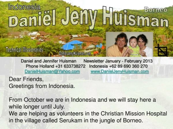 Daniel and Jennifer Huisman Newsletter January - February 2013