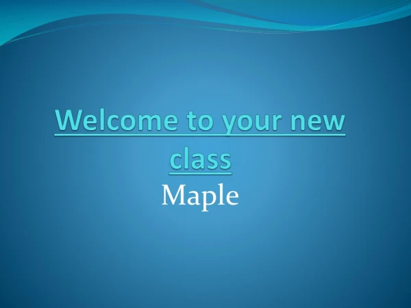 Welcome to your new class