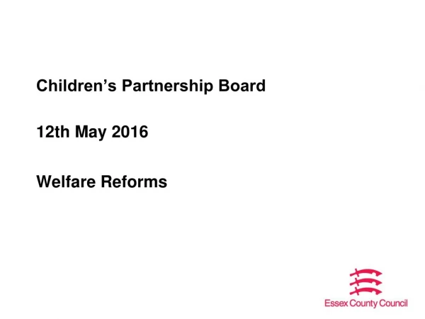 Children’s Partnership Board 12th May 2016