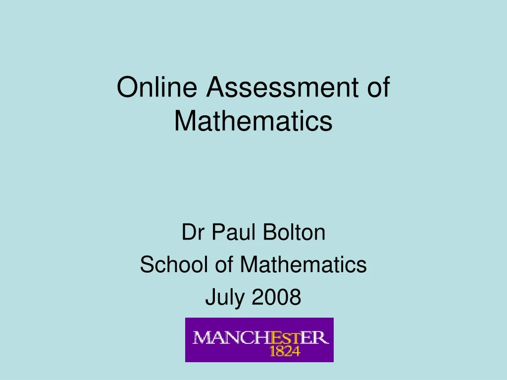online assessment of mathematics