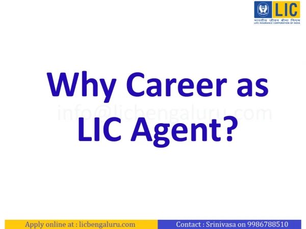Why Career as LIC Agent?