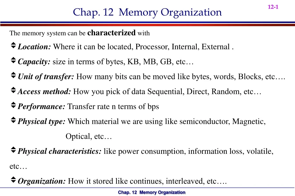 chap 12 memory organization