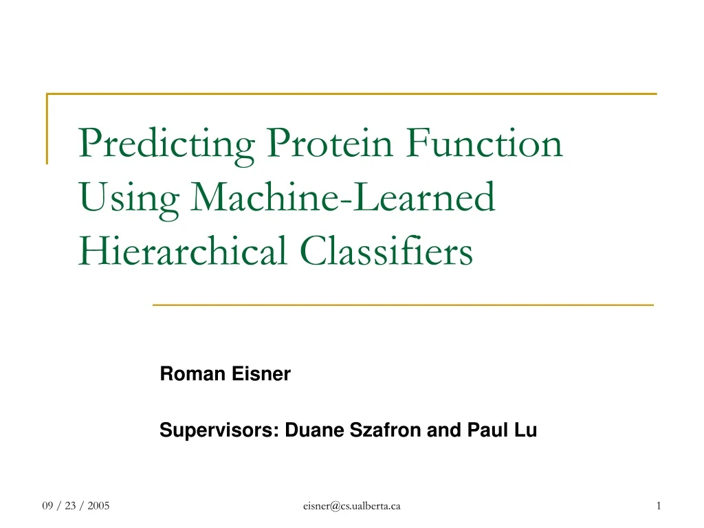 predicting protein function using machine learned hierarchical classifiers