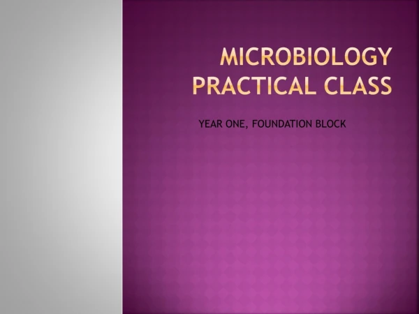 MICROBIOLOGY Practical Class