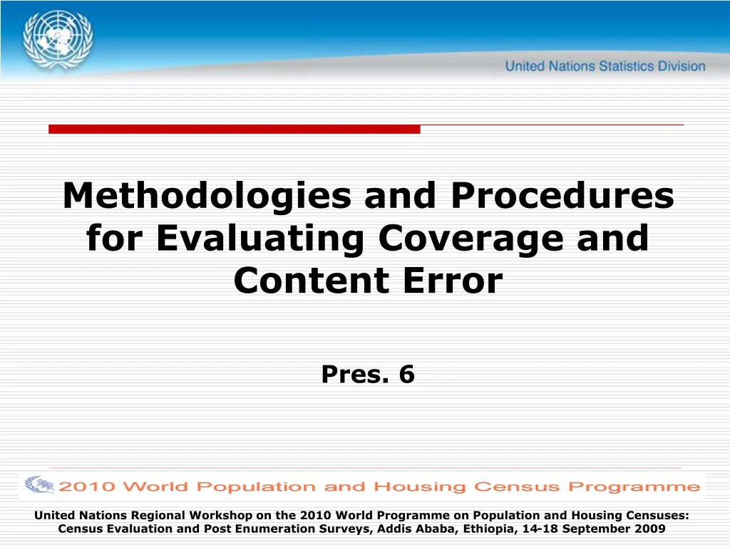 methodologies and procedures for evaluating coverage and content error pres 6