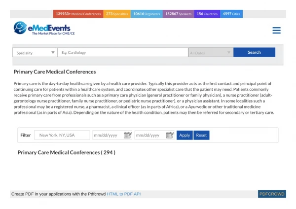 Primary Care CME Medical Conferences 2019 - 2020 | Primary Care CME Conferences | USA