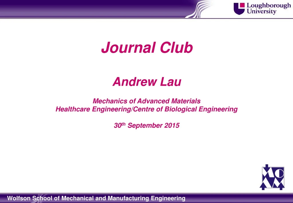 journal club andrew lau mechanics of advanced