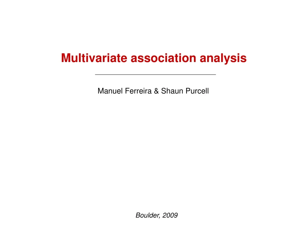 multivariate association analysis