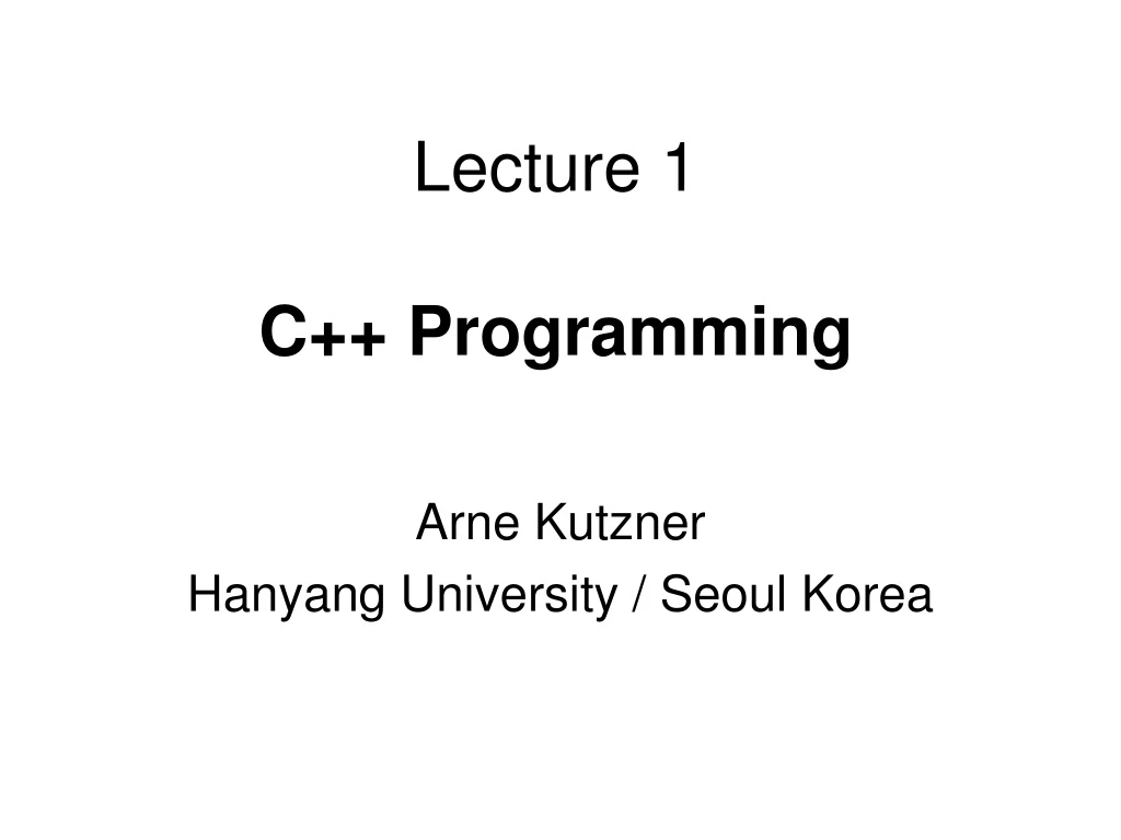 lecture 1 c programming