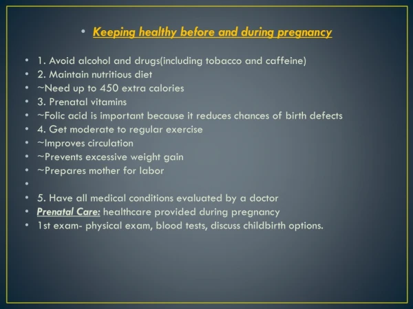 Keeping healthy before and during pregnancy