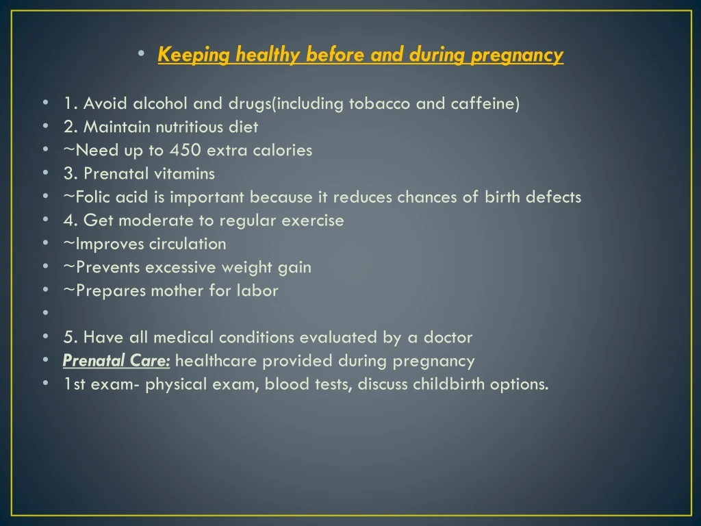 keeping healthy before and during pregnancy