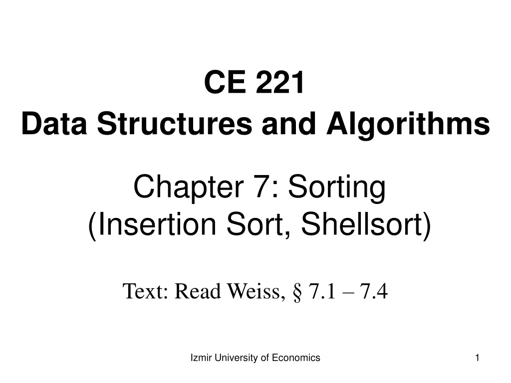 chapter 7 sorting insertion sort shellsort