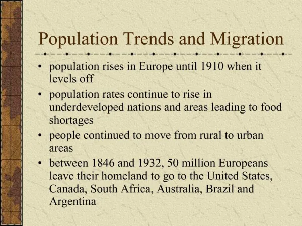 Population Trends and Migration