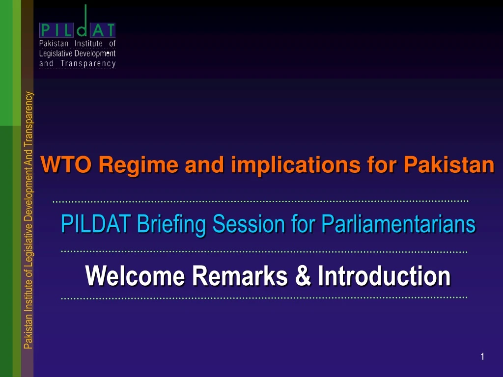 pildat briefing session for parliamentarians welcome remarks introduction