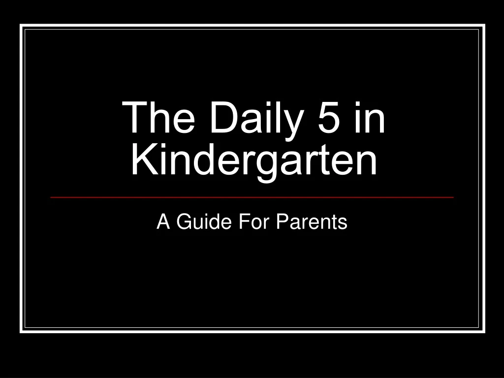 the daily 5 in kindergarten