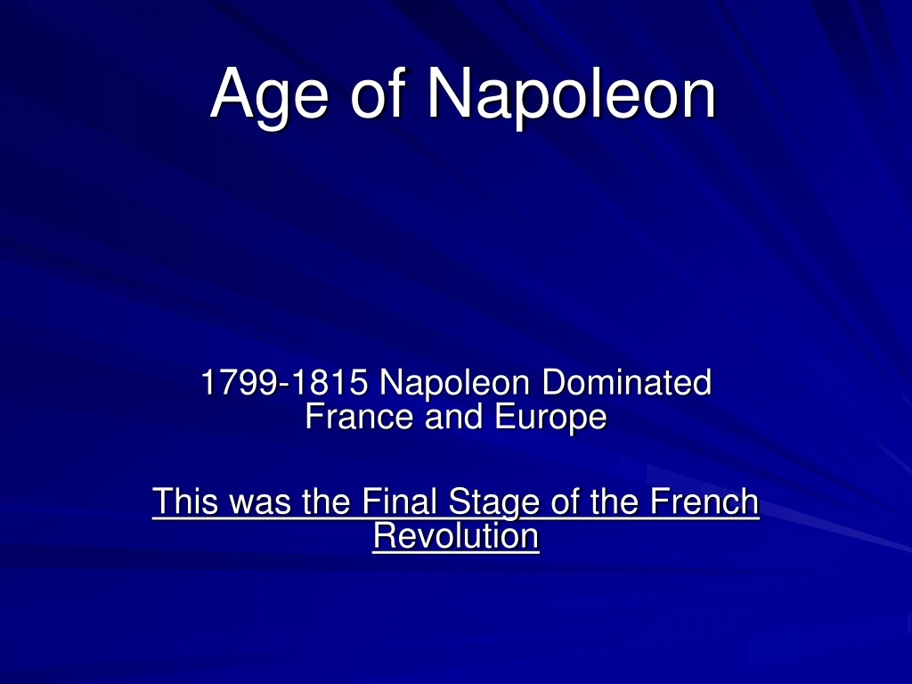 age of napoleon