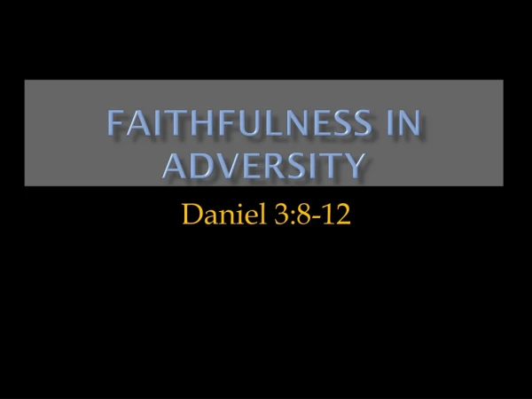 Faithfulness In Adversity