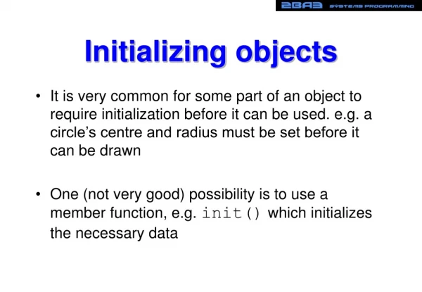 Initializing objects