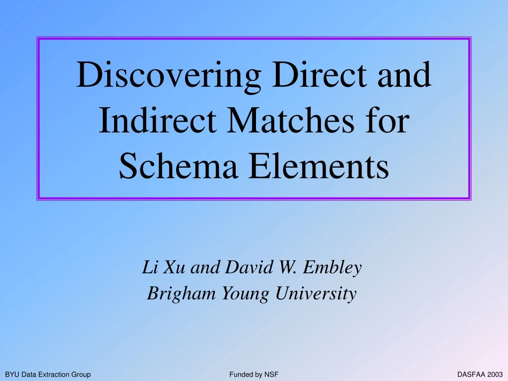 discovering direct and indirect matches for schema elements