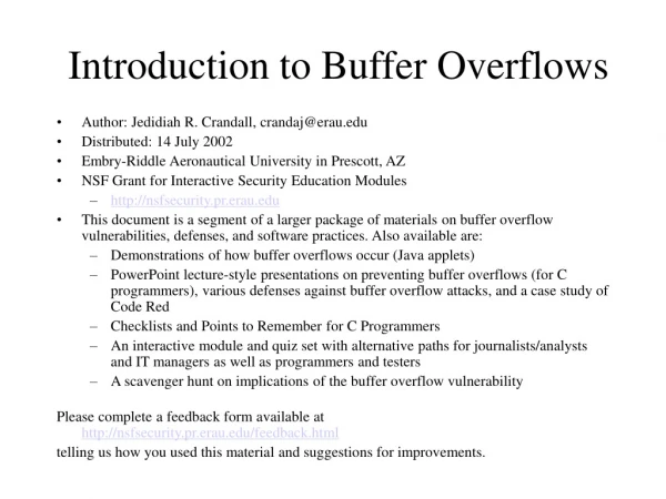 Introduction to Buffer Overflows