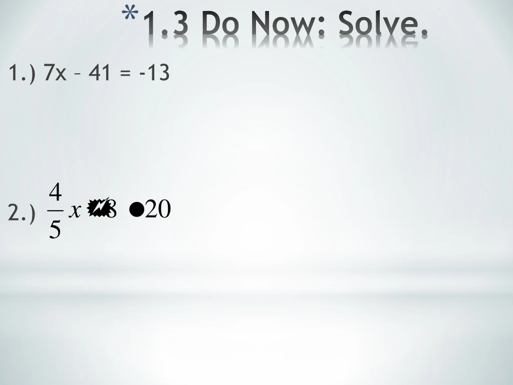 1 3 do now solve
