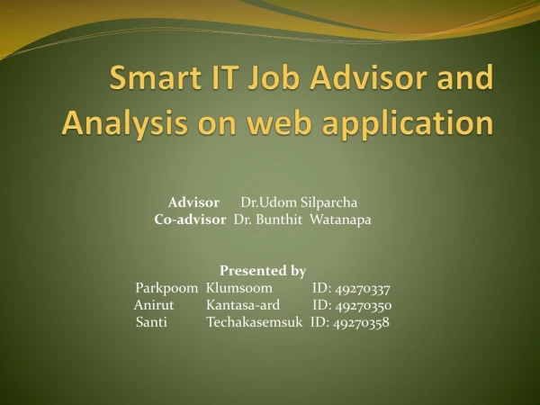 Smart IT Job Advisor and Analysis on web application
