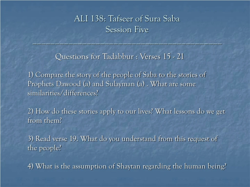 ali 138 tafseer of sura saba session five