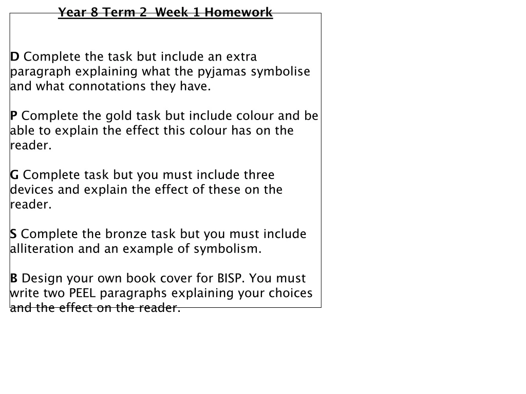 year 8 term 2 week 1 homework d complete the task
