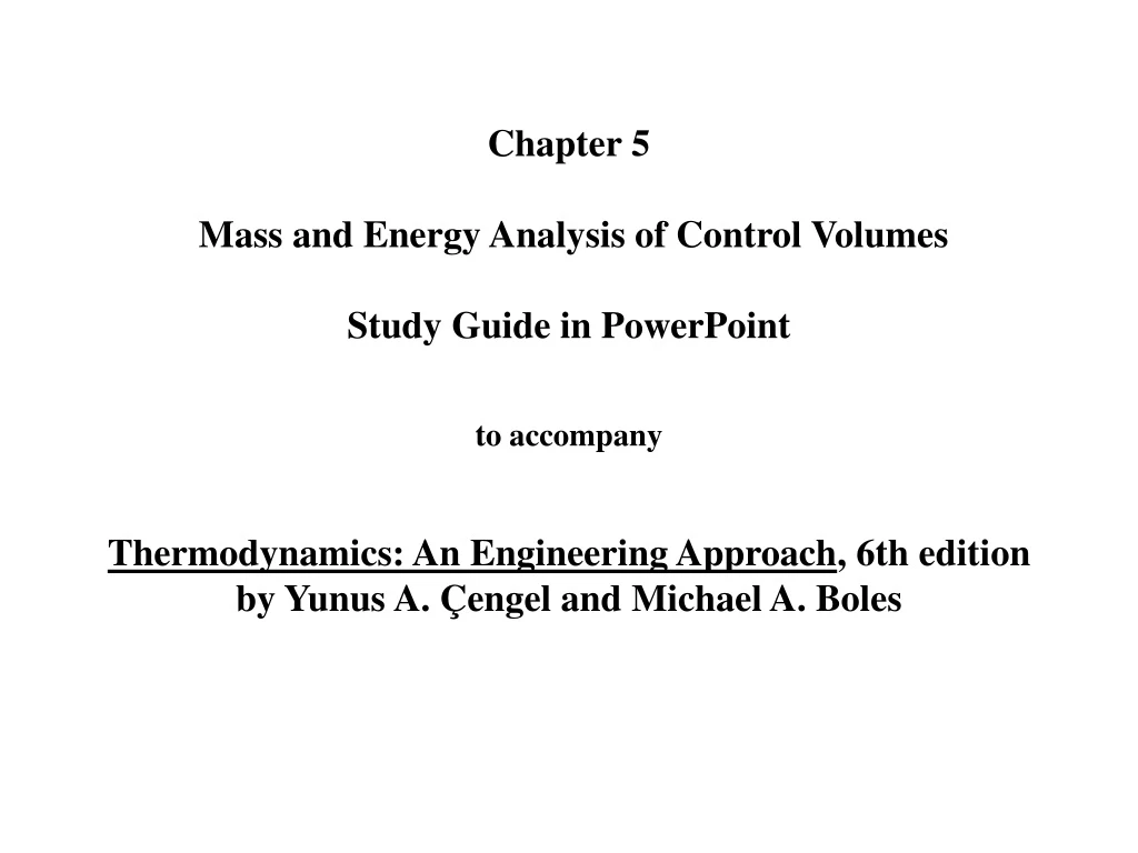 chapter 5 mass and energy analysis of control