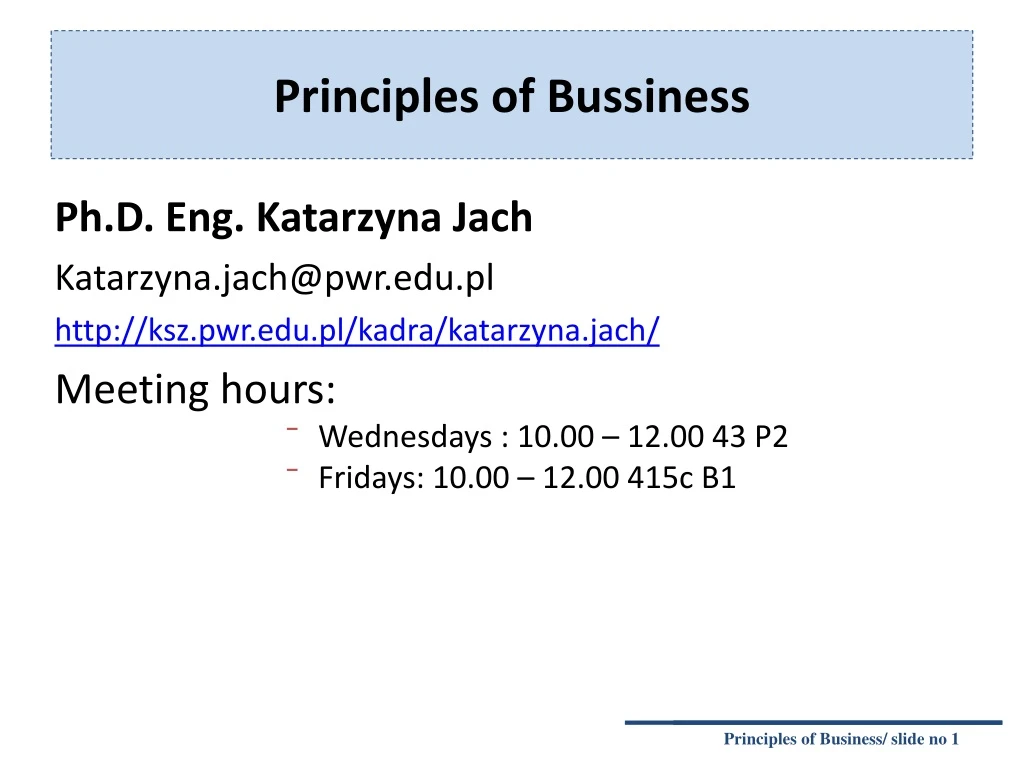 principles of bussiness