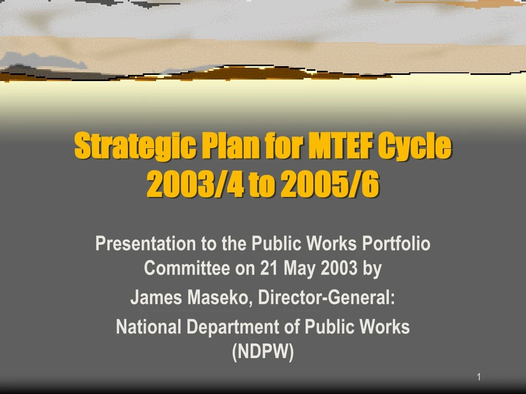 strategic plan for mtef cycle 2003 4 to 2005 6