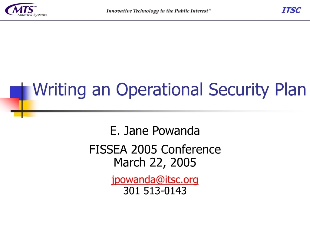 writing an operational security plan