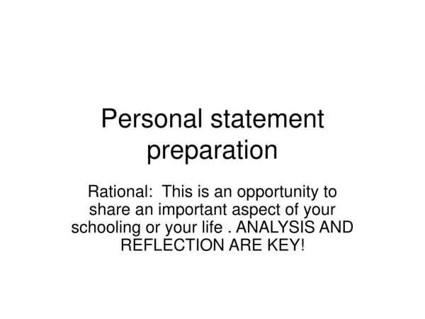 Personal statement preparation