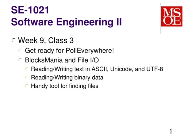 SE-1021 Software Engineering II