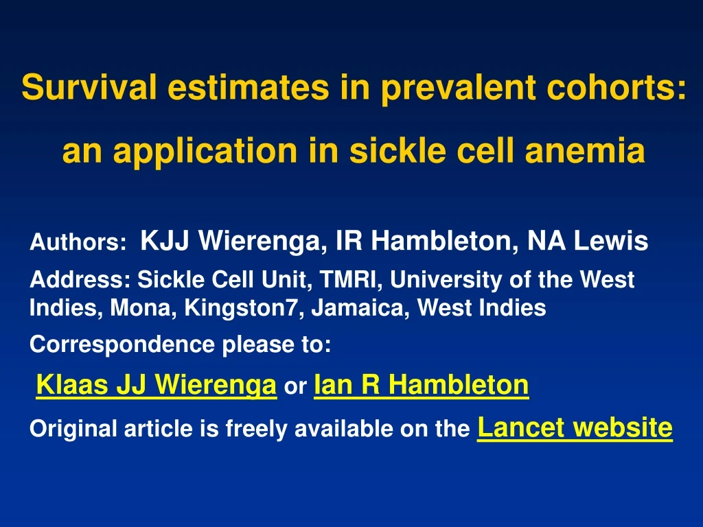 survival estimates in prevalent cohorts